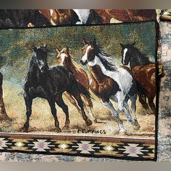 Horse Print Window Treatment Tapestry by C.Cummings